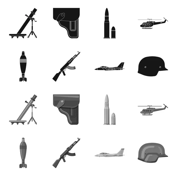 Векторный дизайн оружия и символа оружия. Коллекция оружия и армейского инвентаря . — стоковый вектор