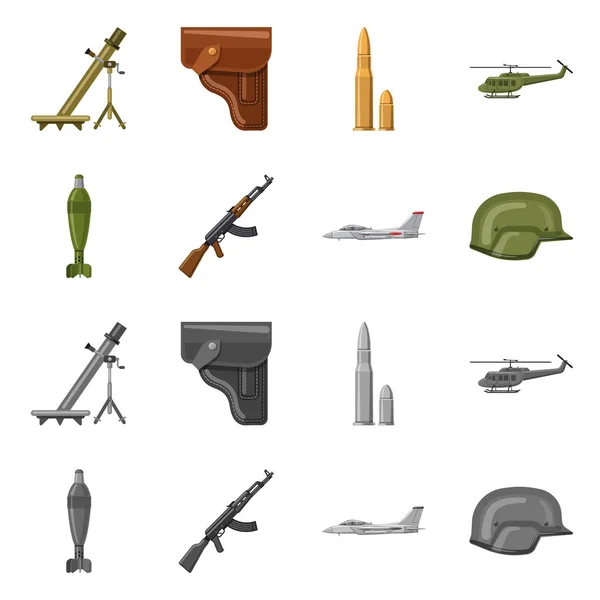 Diseño vectorial de arma y arma de fuego. Colección de armas y ejército símbolo de stock para la web . — Vector de stock