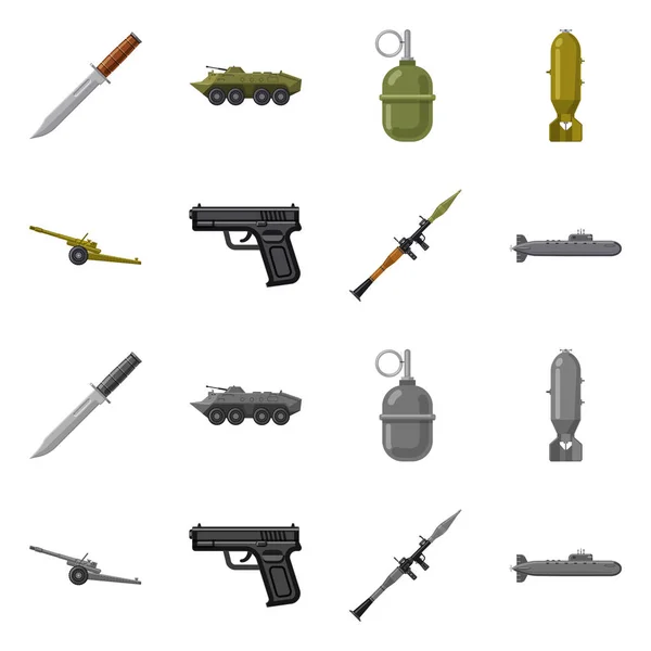 Conception vectorielle du logo de l'arme et du pistolet. Collection d'armes et symbole de stock de l'armée pour le web . — Image vectorielle