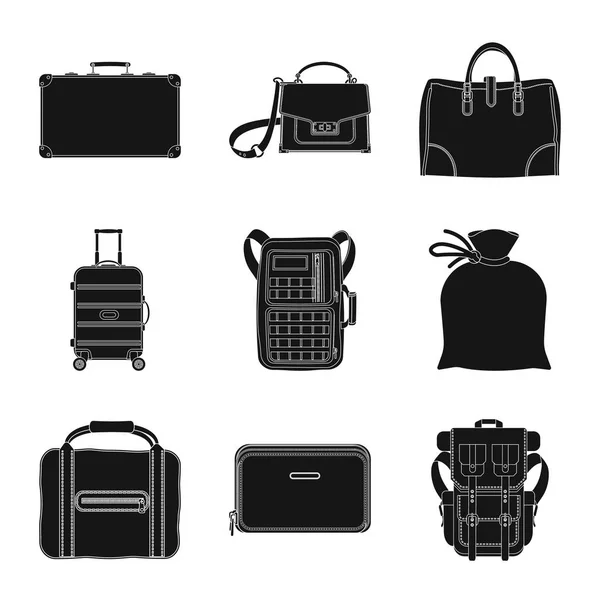 Isolierte Objekt von Koffer und Gepäck-Logo. Set von Koffer und Reise-Vektor-Symbol für Lager. — Stockvektor