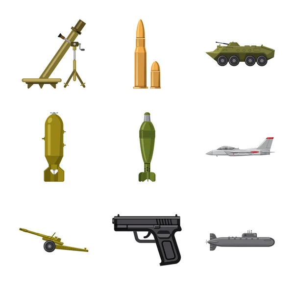 Objeto aislado de arma y logo de arma. Colección de armas y ejército icono vectorial para stock . — Vector de stock