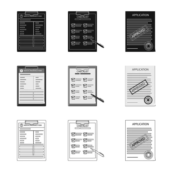 Objeto aislado de formulario y signo de documento. Colección de forma y marca símbolo de stock para web . — Archivo Imágenes Vectoriales