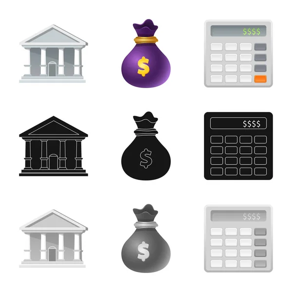 Ilustración vectorial del símbolo bancario y monetario. Colección de banco y el símbolo de acciones de la factura para la web . — Vector de stock
