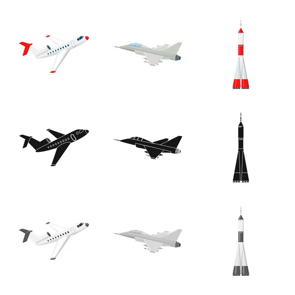 Vektorová design ikony letadlo a dopravy. Kolekce letadla a obloha burzovní symbol pro web. — Stockový vektor