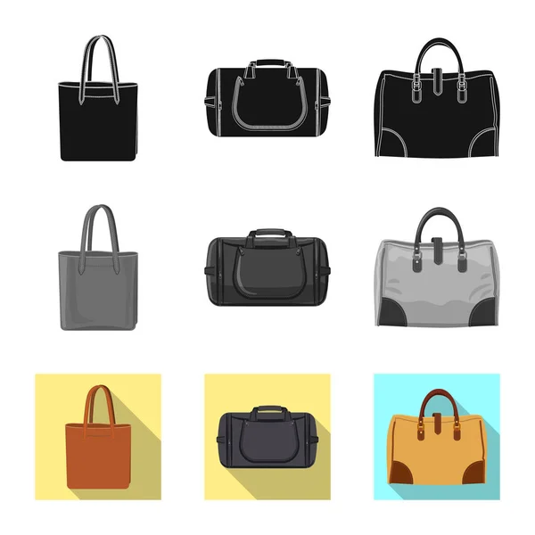 Ilustración vectorial del símbolo de maleta y equipaje. Conjunto de maleta e icono de vector de viaje para stock . — Vector de stock