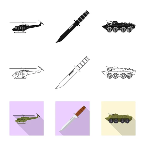 Vektorillustration av ikonen vapen och pistol. Uppsättning av vapen och armén lager vektorillustration. — Stock vektor