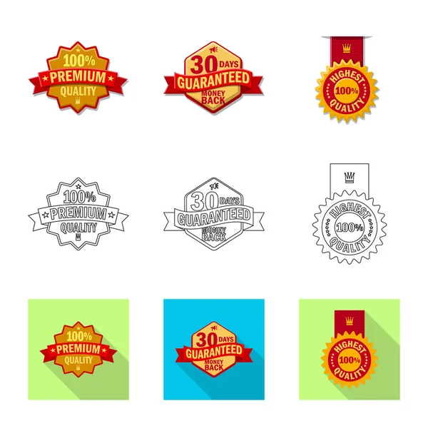 Objeto aislado de emblema y signo de insignia. Colección de emblema y pegatina símbolo de stock para la web . — Vector de stock