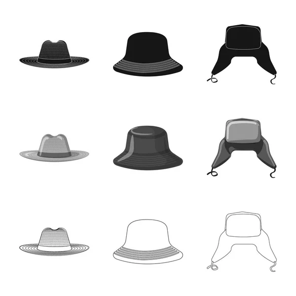 모자와 모자 로고의 벡터 그림입니다. 헤드 기어와 액세서리 재고 벡터 일러스트 레이 션의 컬렉션. — 스톡 벡터