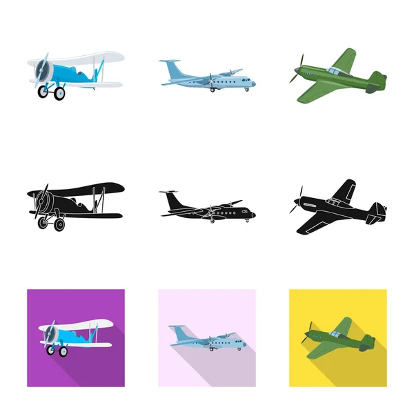 Diseño vectorial de plano y señal de transporte. Colección de plano y cielo icono vectorial para stock . — Archivo Imágenes Vectoriales