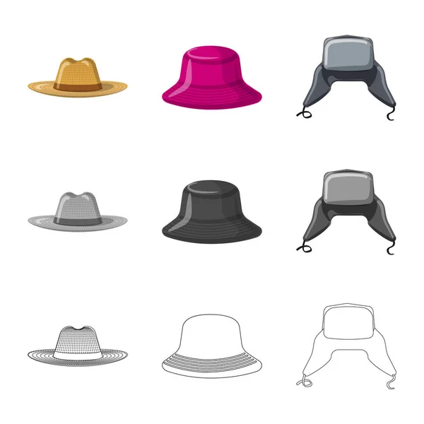 Diseño vectorial de la cabeza y la señal de la tapa. Conjunto de sombreros y accesorios stock vector ilustración . — Vector de stock
