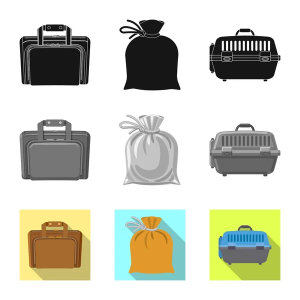 Vektorillustration av resväska och bagage symbol. Uppsättning av resväska och resa aktiesymbol för webben. — Stock vektor