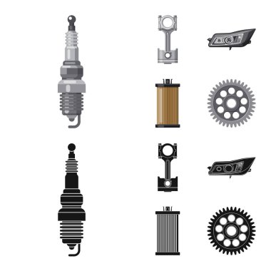 Tasarım otomatik vektör ve işareti bölüm. Hisse senedi için oto, araba vektör simge kümesi.