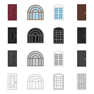 Kapı ve ön logo vektör Illustration. Kapı ve ahşap vektör simgesini hissenin koleksiyonu.