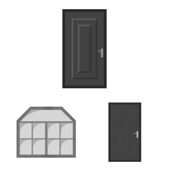 Design de vetores de porta e ícone frontal. Conjunto de porta e vetor de madeira ícone para estoque . — Vetor de Stock