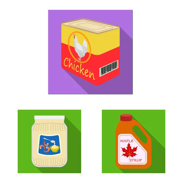 Diseño vectorial de lata y logotipo de alimentos. Colección de ilustración de vectores de latas y paquetes . — Vector de stock