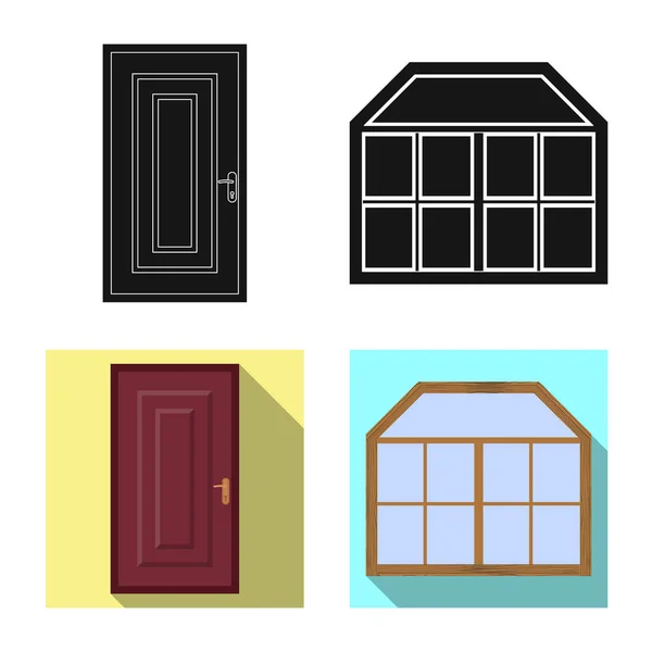 Vector design of door and front icon. Collection of door and wooden stock symbol for web. — Stock Vector