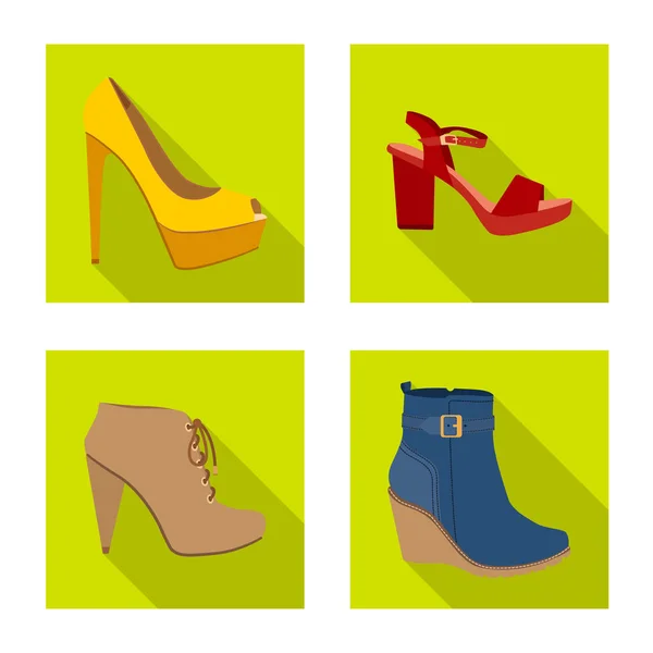 Векторні ілюстрації взуття та жіночого логотипу. Набір взуття та ноги Векторні ілюстрації . — стоковий вектор