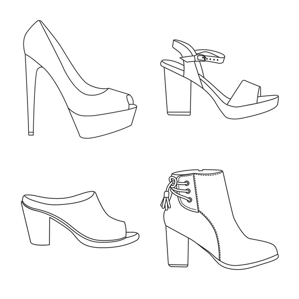 Conception vectorielle de chaussures et logo femme. Collection de chaussures et icône vectorielle pied pour stock . — Image vectorielle