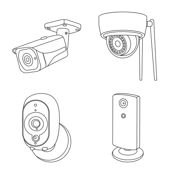 Projeto vetorial de cctv e ícone da câmera. Coleção de cctv e sistema de ilustração vetor estoque . —  Vetores de Stock