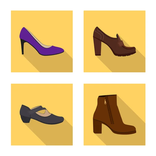 鞋子和妇女标志的向量例证。网上鞋类和足部股票符号的收集. — 图库矢量图片