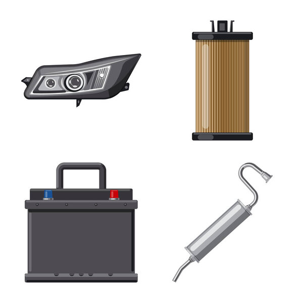 Vector illustration of auto and part sign. Set of auto and car stock symbol for web.