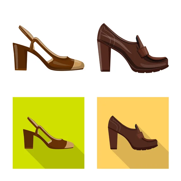 Vektorillustration von Schuhen und Frauensymbol. Set von Schuhen und Fuß Stock Symbol für Web. — Stockvektor