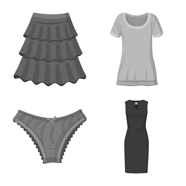 Vektor design av kvinna och kläder tecken. Samling av kvinna och slitage vektor ikonen för lager. — Stock vektor