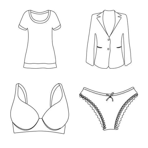 Ilustración vectorial del icono de la mujer y la ropa. Colección de mujer y desgaste símbolo de stock para la web . — Archivo Imágenes Vectoriales