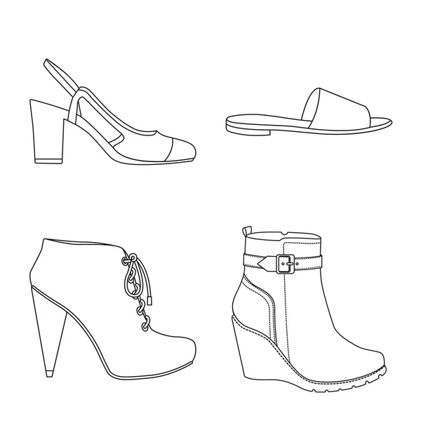 Objeto isolado de calçado e símbolo de mulher. Coleta de calçados e ilustração do vetor de estoque de pés . — Vetor de Stock