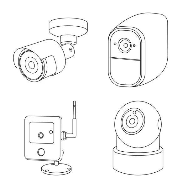 Projeto vetorial de cctv e ícone da câmera. Coleção de cctv e ícone do vetor do sistema para estoque . —  Vetores de Stock