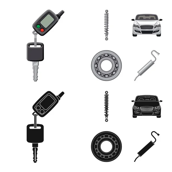 자동차 및 부품 아이콘 벡터 일러스트입니다. 자동차와 자동차 주식 벡터 일러스트 레이 션의 설정. — 스톡 벡터