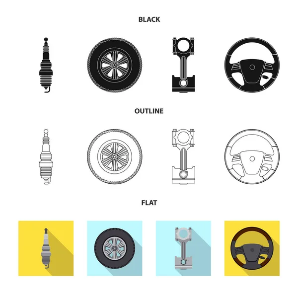 Vector illustratie van auto en deel van de teken. Set van auto en auto voorraad vectorillustratie. — Stockvector