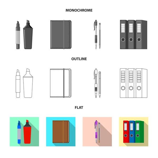 Diseño vectorial de oficina y símbolo de suministro. Colección de oficina y escuela símbolo de stock para la web . — Vector de stock