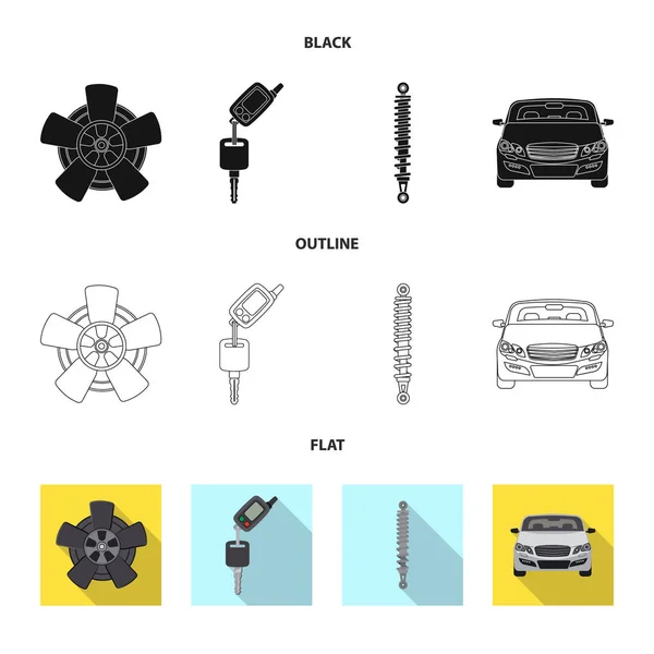 Ilustración vectorial de auto y logotipo de la pieza. Colección de auto y coche icono vectorial para stock . — Vector de stock