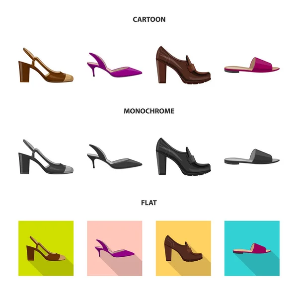 履物と女性アイコンのベクター デザイン。株式のベクトル アイコンを足し、靴セット. — ストックベクタ