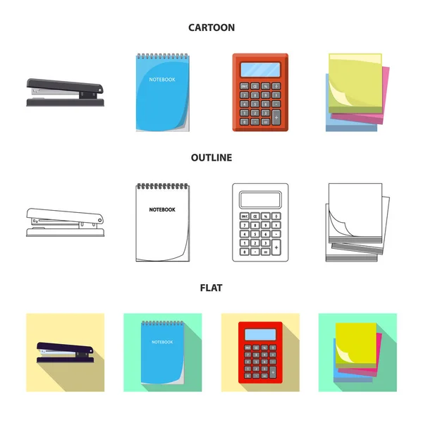 Isolé objet de bureau et symbole de fourniture. Collection d'icônes vectorielles de bureau et d'école pour stock . — Image vectorielle