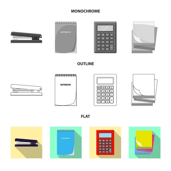 Conception vectorielle du symbole de bureau et d'approvisionnement. Collection d'icônes vectorielles de bureau et d'école pour stock . — Image vectorielle