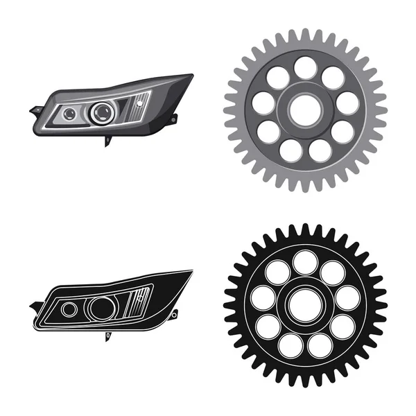 Illustration vectorielle de l'automobile et signe de pièce. Ensemble d'illustration vectorielle de stock automobile et de voiture . — Image vectorielle