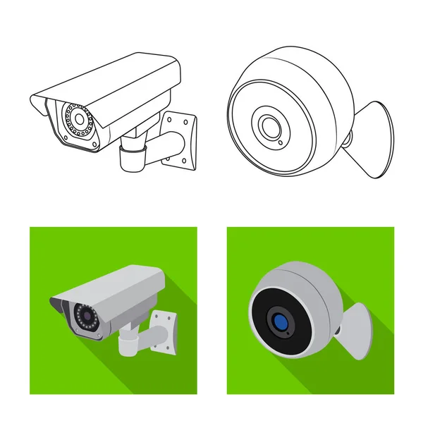 Vector illustration of cctv and camera sign. Collection of cctv and system stock vector illustration. — Stock Vector