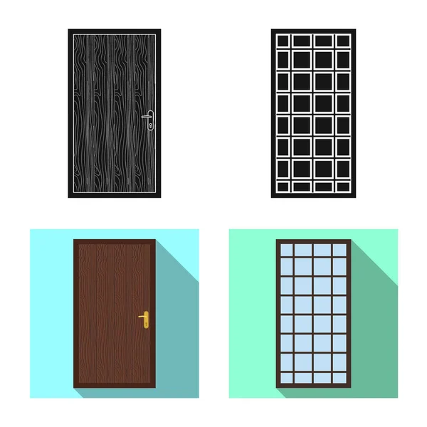 Objeto aislado de puerta y símbolo frontal. Colección de puerta y madera símbolo de stock para web . — Vector de stock