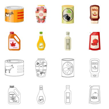 Can ve gıda simge vektör tasarımı. Hisse senedi için can ve paket vektör simge kümesi.