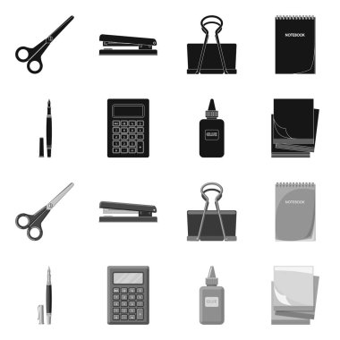 Arz ve office logosu yalıtılmış nesne. Ofis ve okul hisse senedi simgesi web için kümesi.