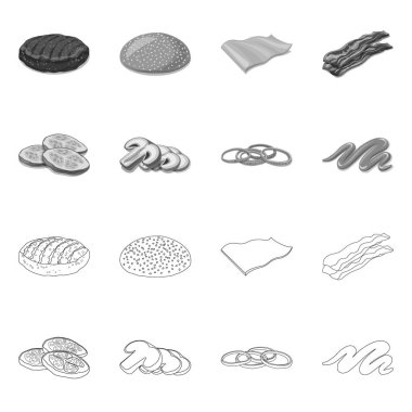 Burger ve sandviç simge vektör Illustration. Burger ve dilim hisse senedi vektör çizim seti.