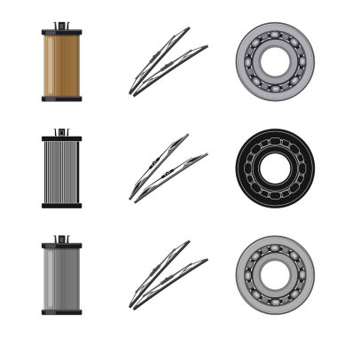 Otomatik ve bölümü simge vektör Illustration. Hisse senedi için oto, araba vektör simge kümesi.