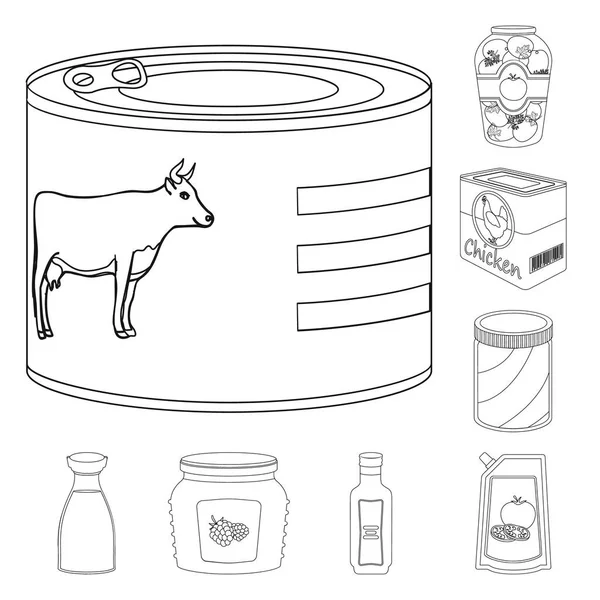 Ilustracja wektorowa może i żywności logo. Zbiór może i pakiet symbol giełdowy dla sieci web. — Wektor stockowy