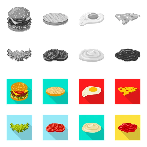 Ilustración vectorial de hamburguesa y signo sándwich. Colección de hamburguesas y rebanadas vector ilustración . — Vector de stock