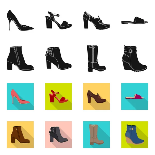 Vektorová design obuvi a žena symbolu. Kolekce obuvi a nohy vektorové ikony pro stock. — Stockový vektor