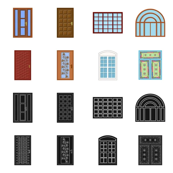 Illustration vectorielle de la porte et du symbole avant. Collection de porte et icône vectorielle en bois pour stock . — Image vectorielle