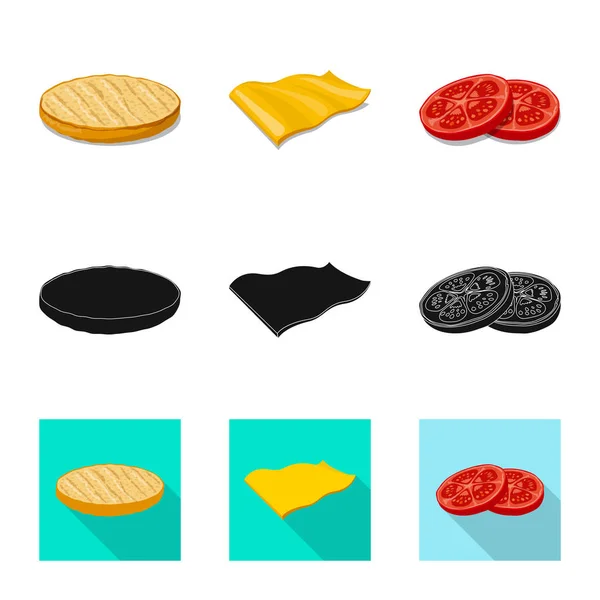 Objeto aislado de hamburguesa y sándwich icono. Colección de hamburguesas y rebanadas de papel símbolo para web . — Archivo Imágenes Vectoriales