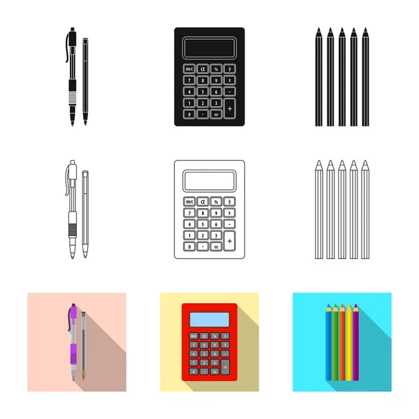 Vektor-Illustration von Büro und Versorgungszeichen. Sammlung von Büro- und Schulsymbolen für das Web. — Stockvektor